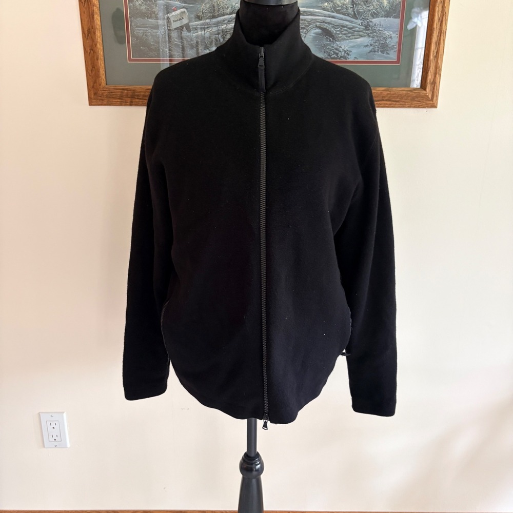 Banana Republic Merino Wool Full Zip Sweater Mens Medium Black Mock Neck Jacket